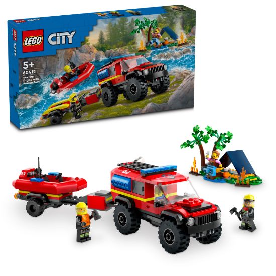 Picture of LEGO City 60412 60412 4x4 Fire Engine with Rescue Boat Toy