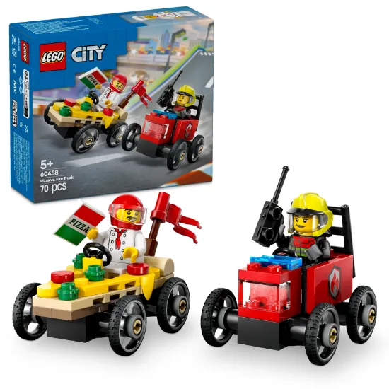 Picture of LEGO City 60458 Pizza vs. Fire Truck Race Car Pack 