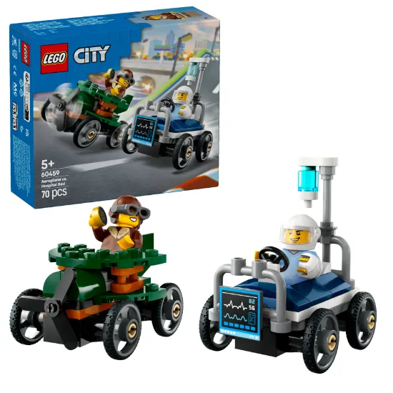 Picture of LEGO City 60459 Aeroplane vs. Hospital Bed Race Car Pack