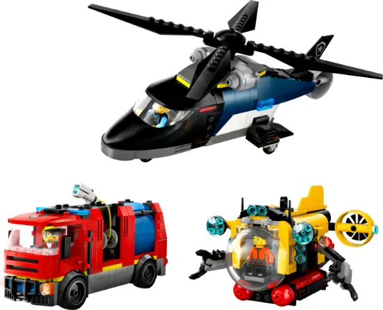 Picture of LEGO City 60462 Helicopter, Fire Engine & Submarine Remix