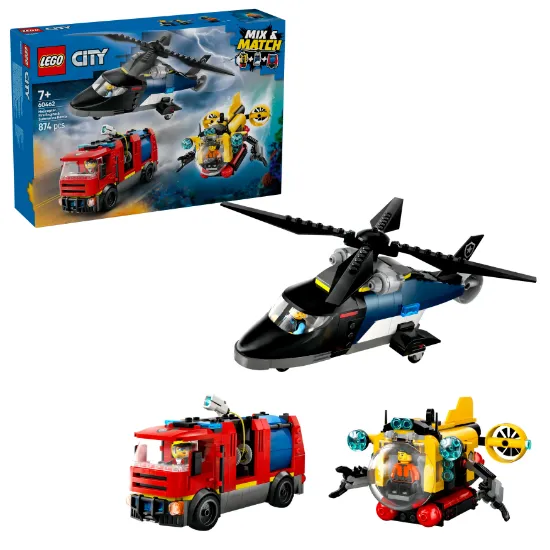 Picture of LEGO City 60462 Helicopter, Fire Engine & Submarine Remix